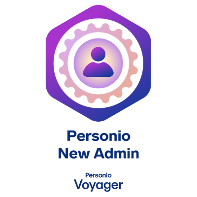 Personio New Admin Personio Voyager Abschluss-Badge der Personio-Lernplattform zu den Grundlagen der Systemadministration.